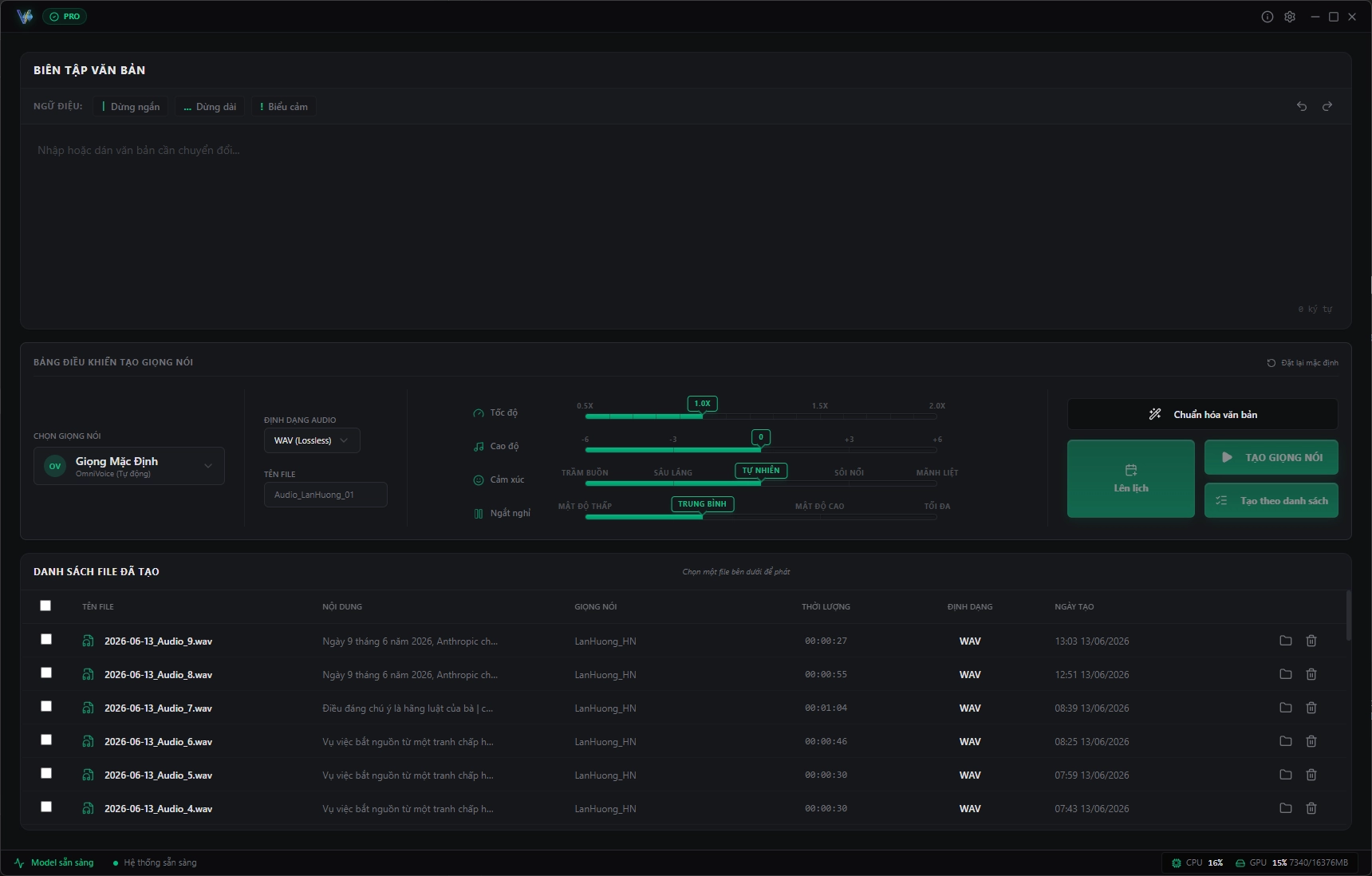 AI Voice Studio Giao diện 5